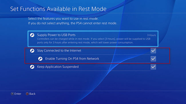 turn on ps4 from network